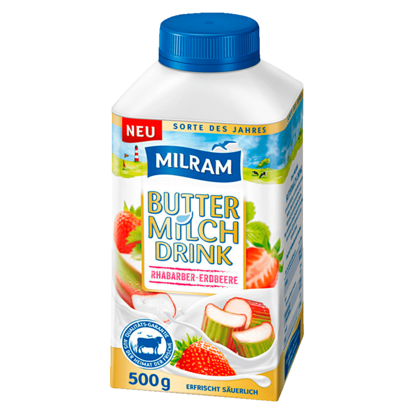 Milram Buttermilch Drink Rhabarber-Erdbeere 500g